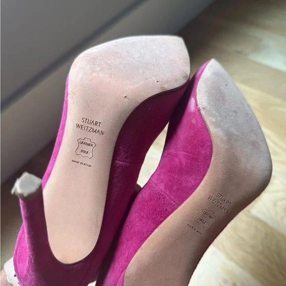 Stuart Weitzman Pink Suede Heels Size 8 - Picture 4 of 5